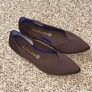 Rothy's the Point Knit Flats in Mauve with Blue Trim - 11